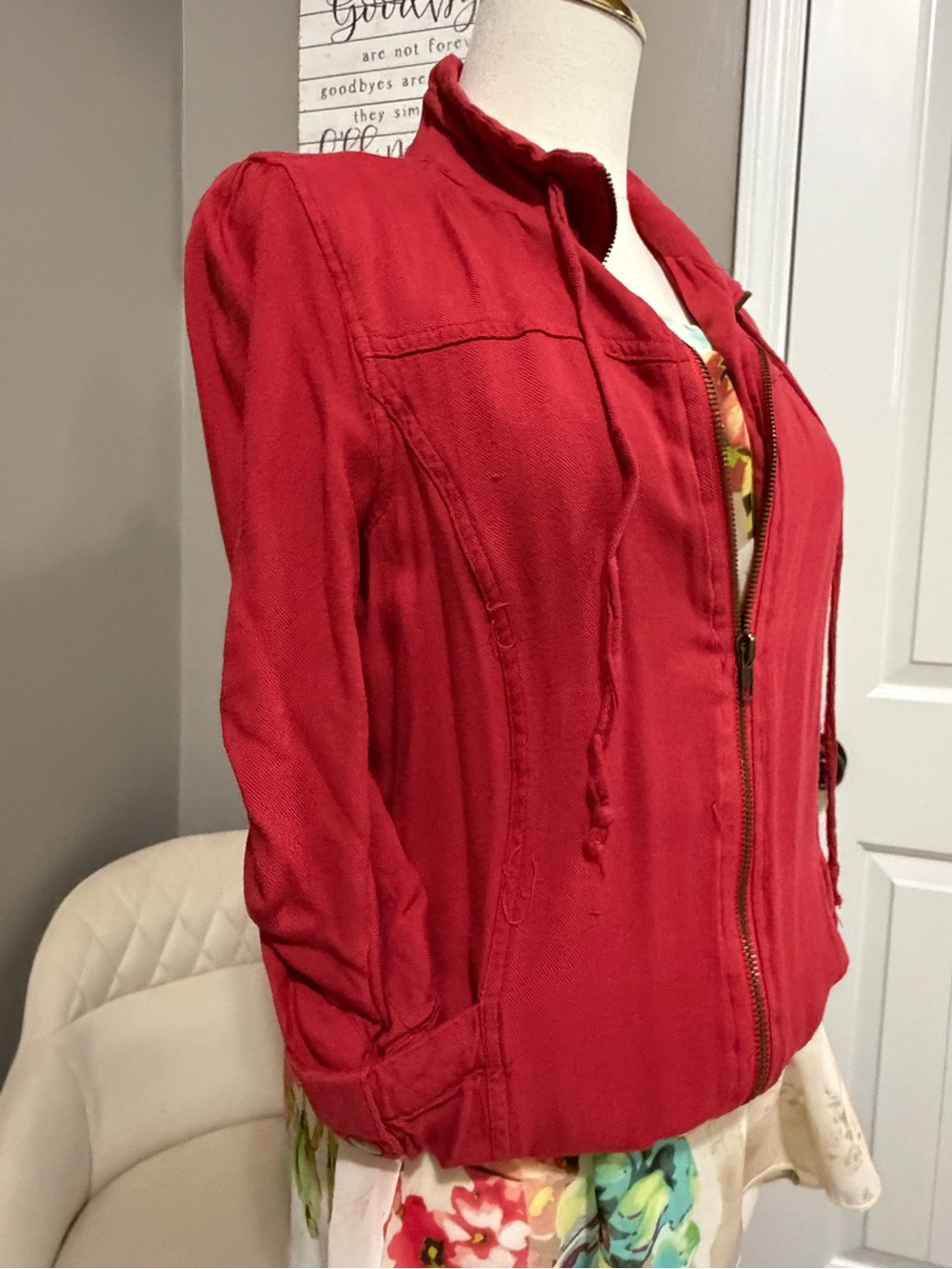 American Rag Red Zip-Front Bomber Jacket - Picture 4 of 5